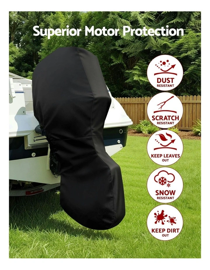 Full Outboard Boat Motor Engine Cover Dust Rain Protection 100hp -150hp 600D in Black image 6