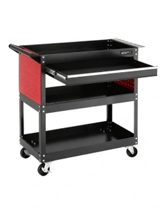 Tool Trolley Cart Rolling Cabinet with Drawer Workshop Garage Storage in Black/Red