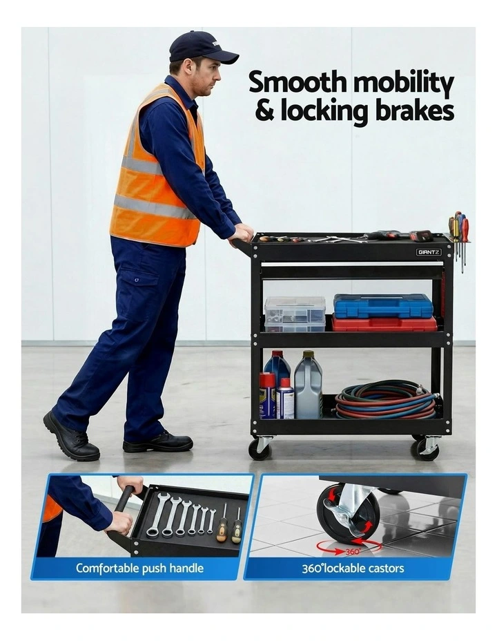 Tool Trolley Cart Rolling Cabinet with Drawer Workshop Garage Storage in Black/Red image 6