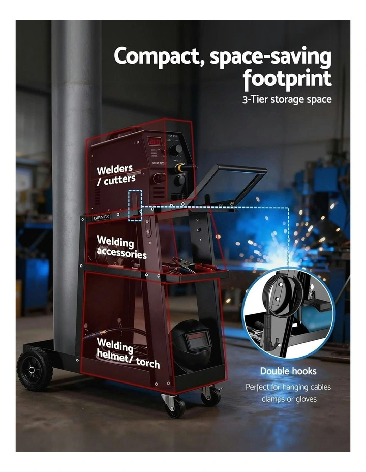 Welding Trolley Cart Welder Mig Tig Arc Mma Welder Plasma Cutter Storage in Black image 5