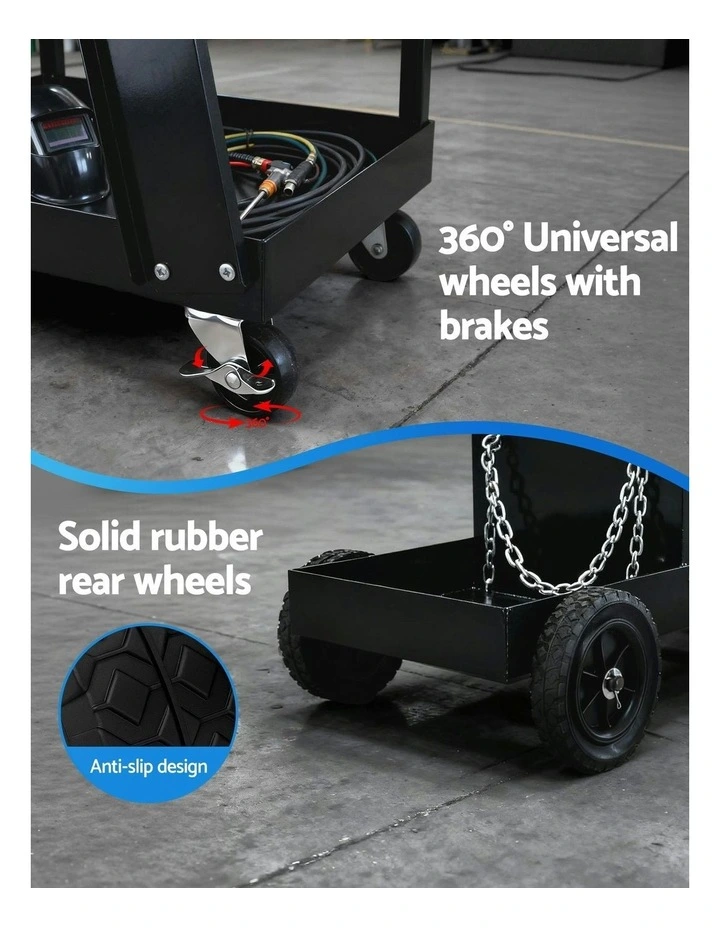 Welding Trolley Cart Welder Mig Tig Arc Mma Welder Plasma Cutter Storage in Black image 6