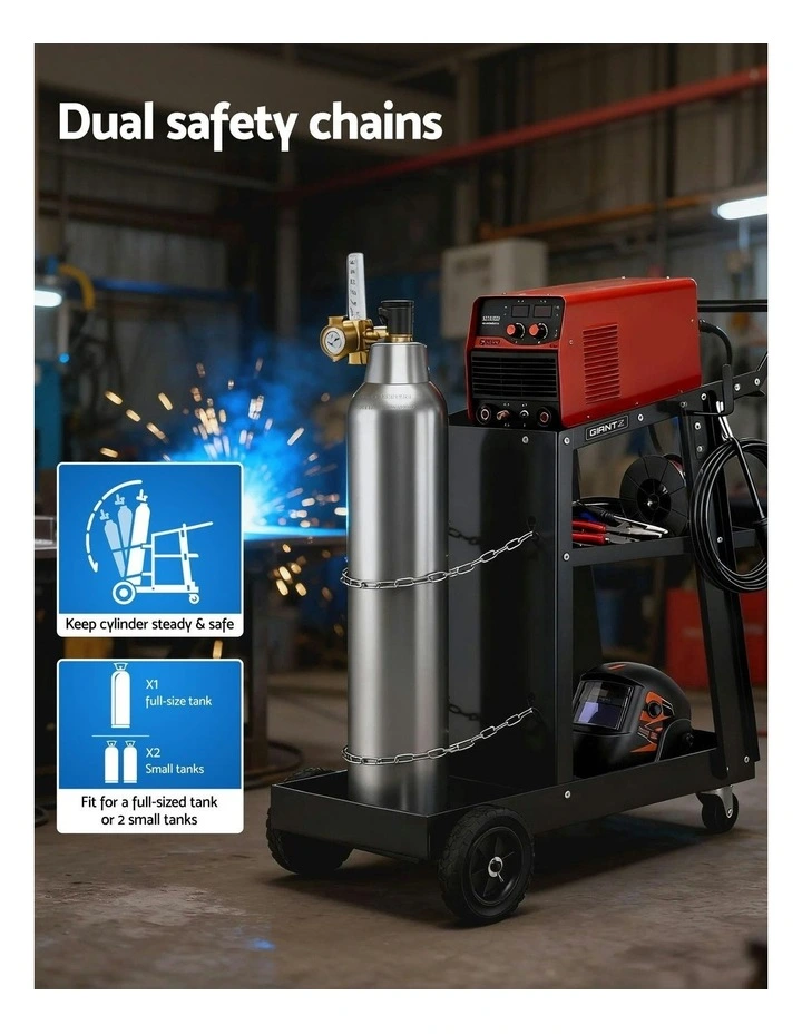 Welding Trolley Cart Welder Mig Tig Arc Mma Welder Plasma Cutter Storage in Black image 7