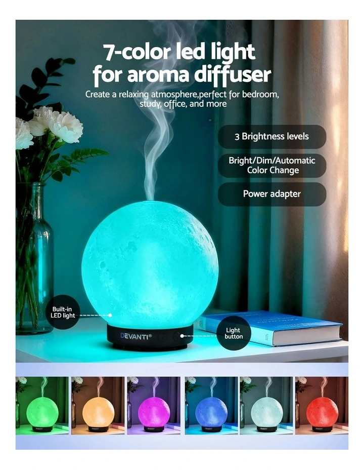 Ultrasonic Aroma Diffuser Aromatherapy Moon Lamp 200ml image 6