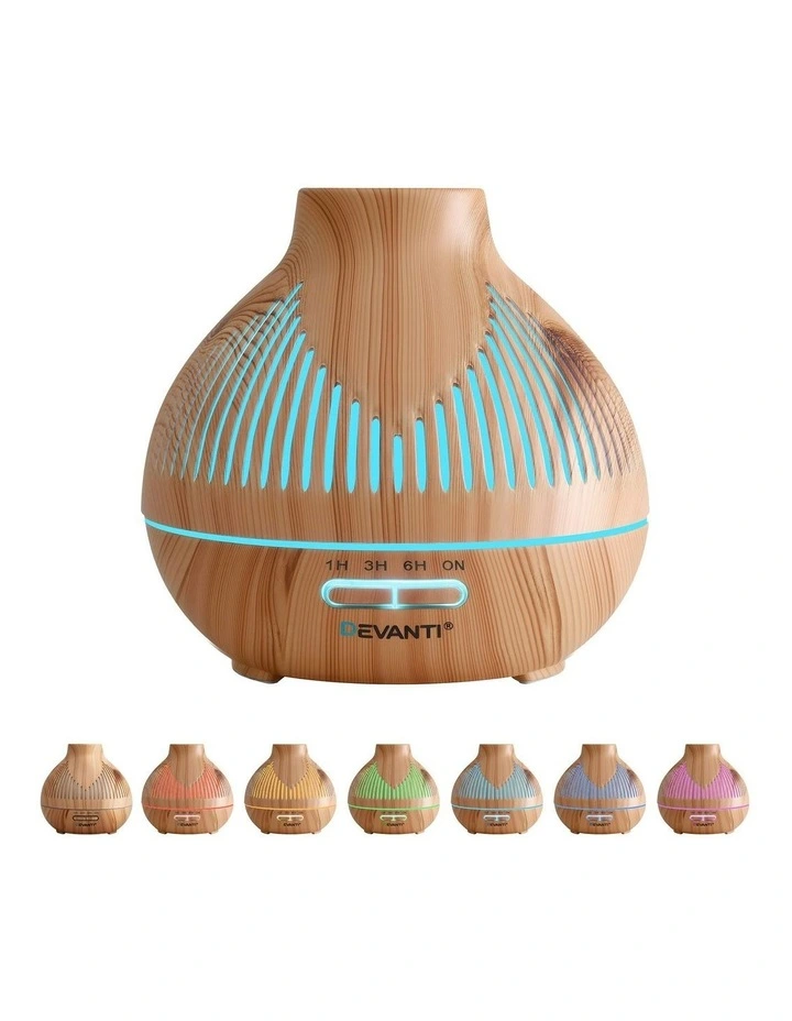 LED Lights Ultrasonic Aroma Diffuser 400ml in Wood Grain image 1