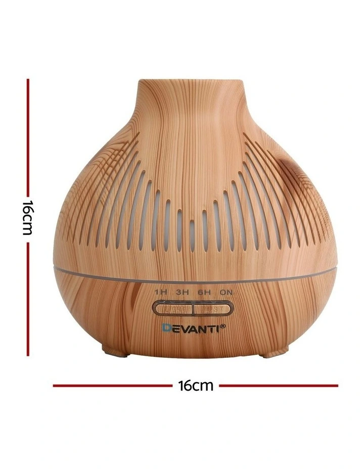 LED Lights Ultrasonic Aroma Diffuser 400ml in Wood Grain image 4