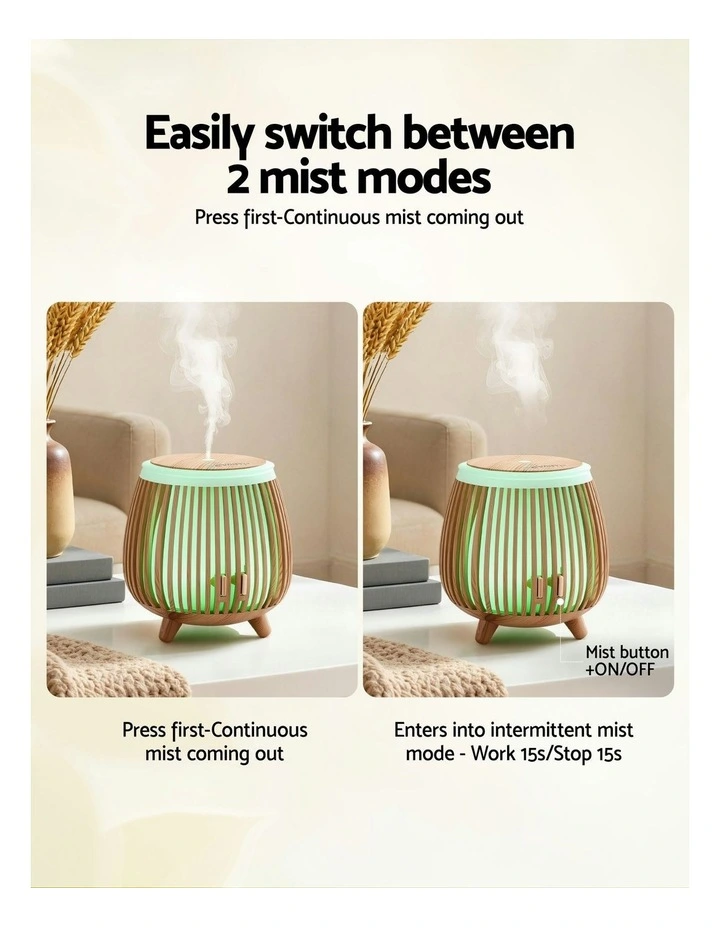 LED Lights Ultrasonic Aroma Diffuser 140ml in Deep Wood image 5