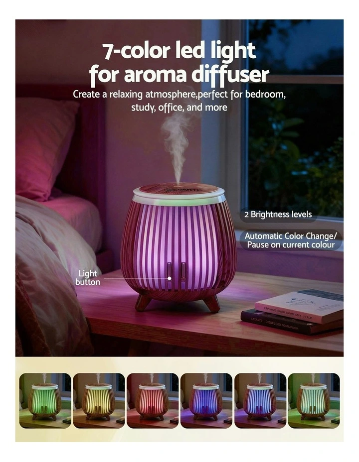 LED Lights Ultrasonic Aroma Diffuser 140ml in Deep Wood image 6