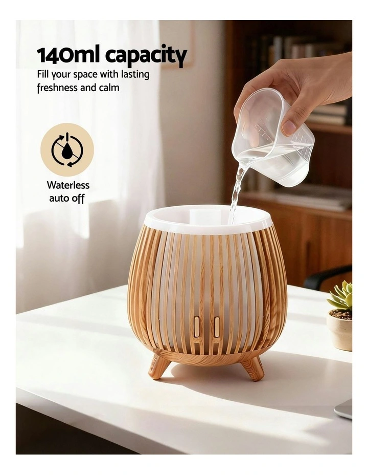 LED Lights Ultrasonic Aroma Diffuser 140ml in Deep Wood image 7