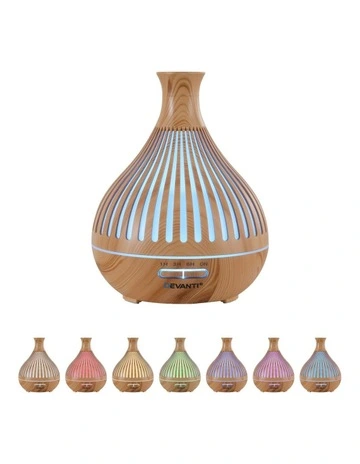 LED Lights Ultrasonic Aroma Diffuser 400ml in Light Wood Grain