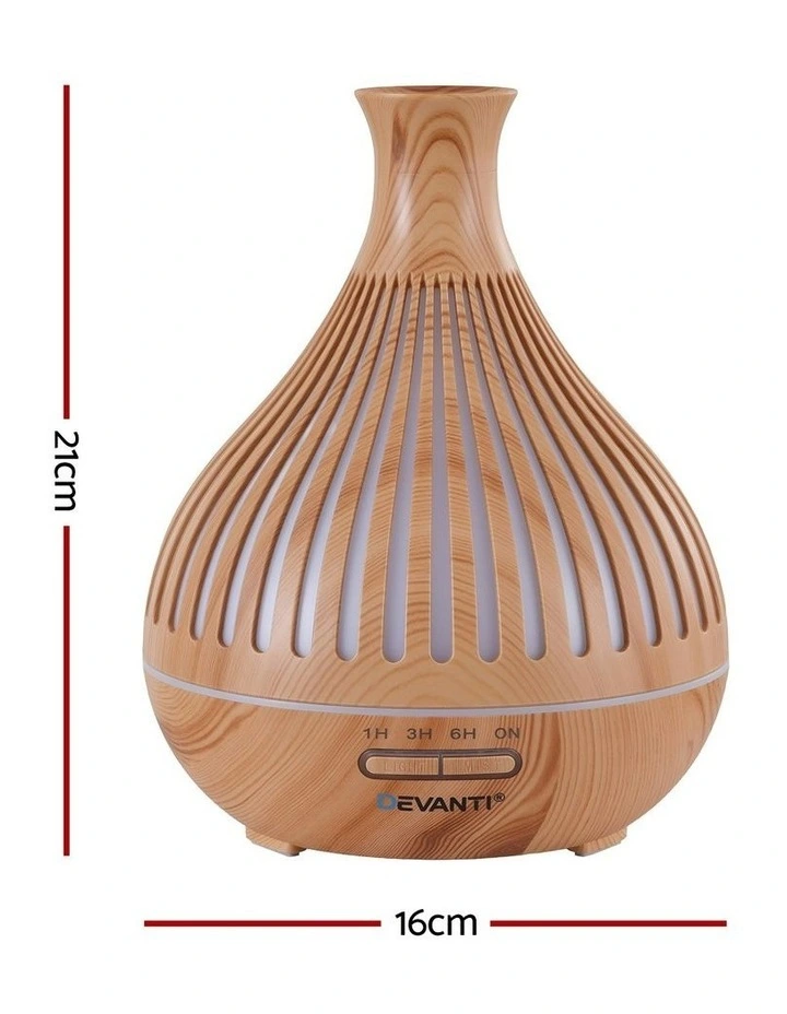 LED Lights Ultrasonic Aroma Diffuser 400ml in Light Wood Grain image 4