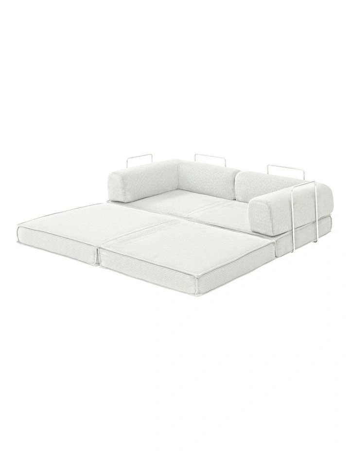 Convertible Folding Sofa Bed Beign in White image 2