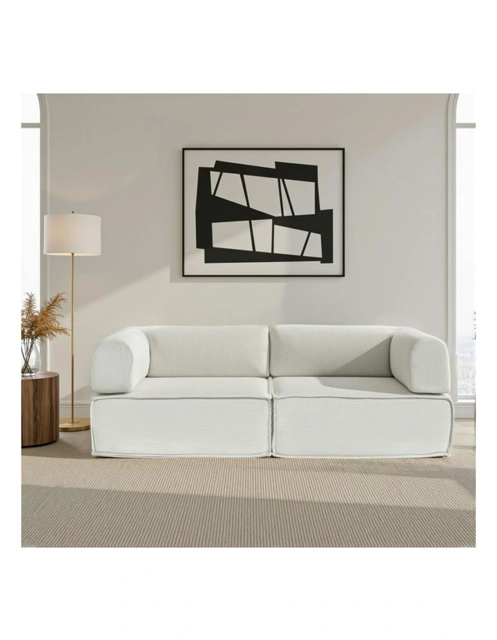 Convertible Folding Sofa Bed Beign in White image 3
