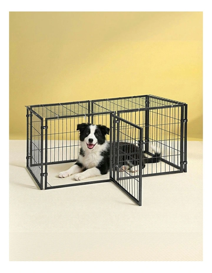 Playpen Puppy Pen Pet Enclosure Large 129cm in Black image 3