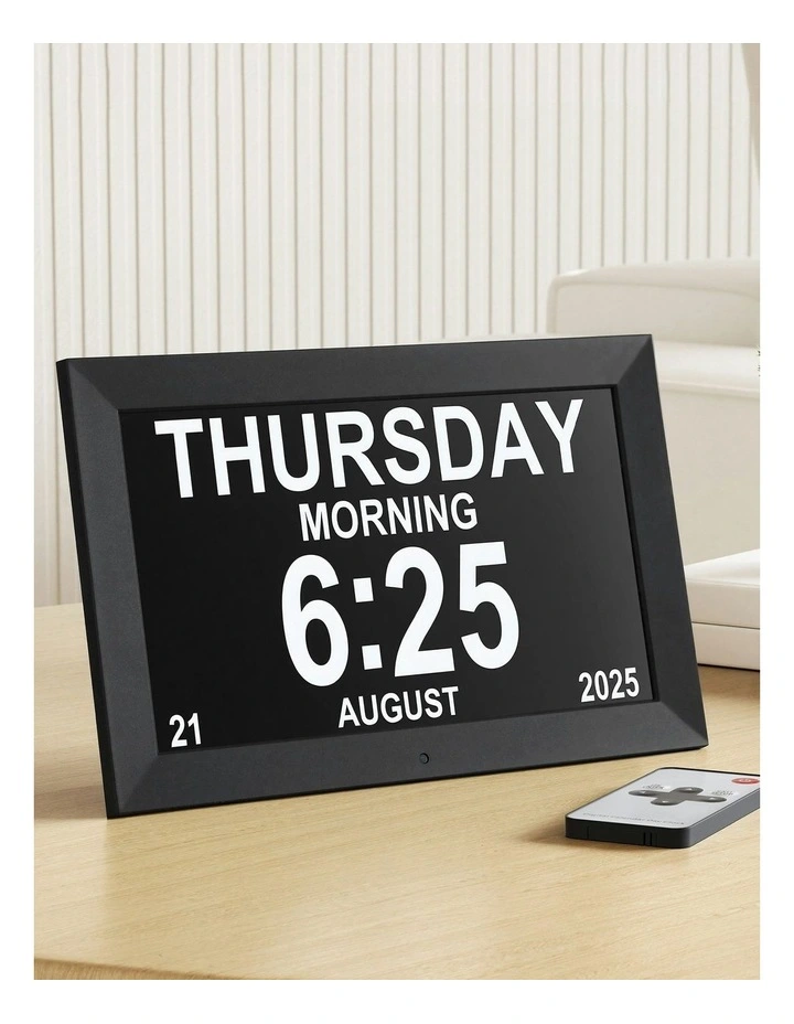 10-inch Digital Day Clock in Black image 3