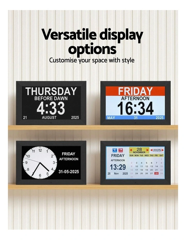 10-inch Digital Day Clock in Black image 6
