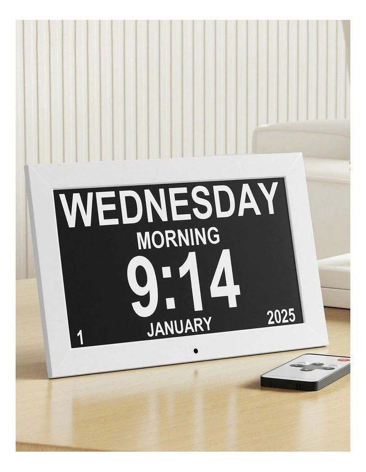 10-inch Digital Day Clock in White image 3