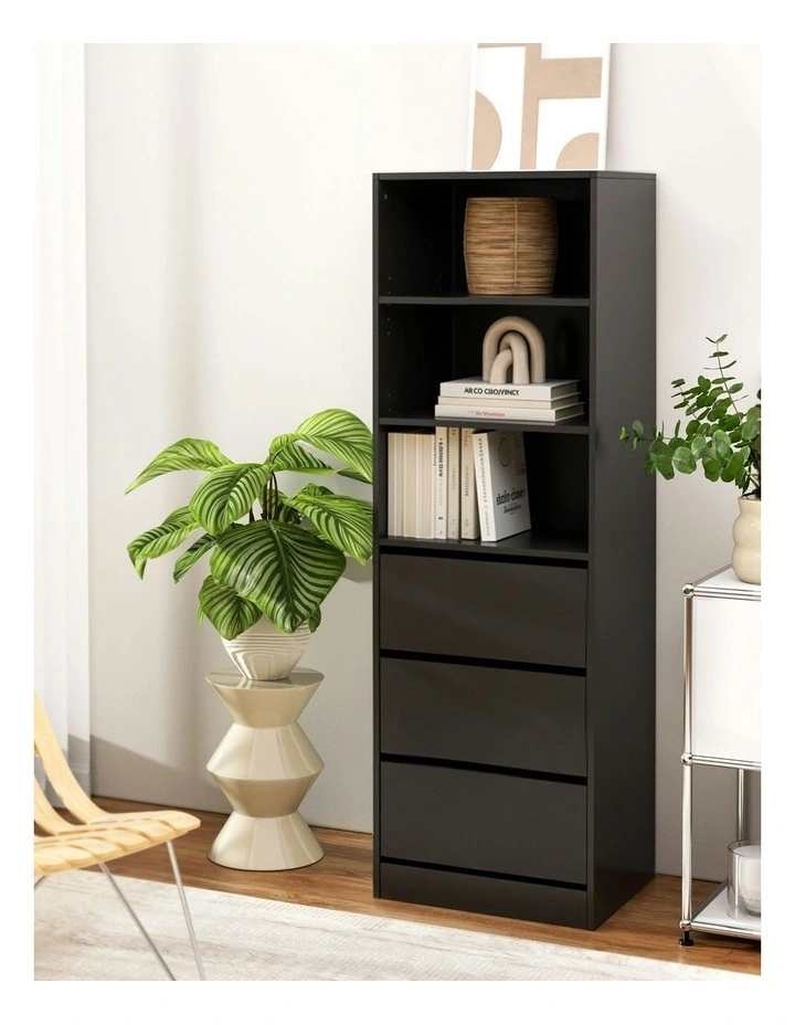 Drawers Tallboy Cabinet Chest of 3 in Black image 3