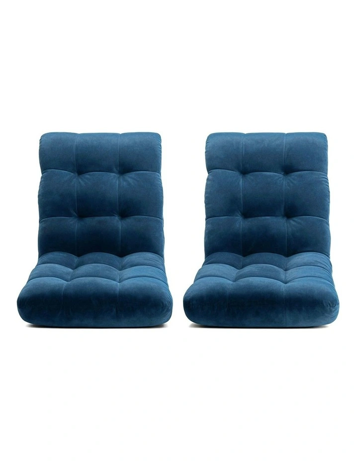 Flannel Fabric Floor Lounge Sofa Bed 2 Piece in Navy image 2