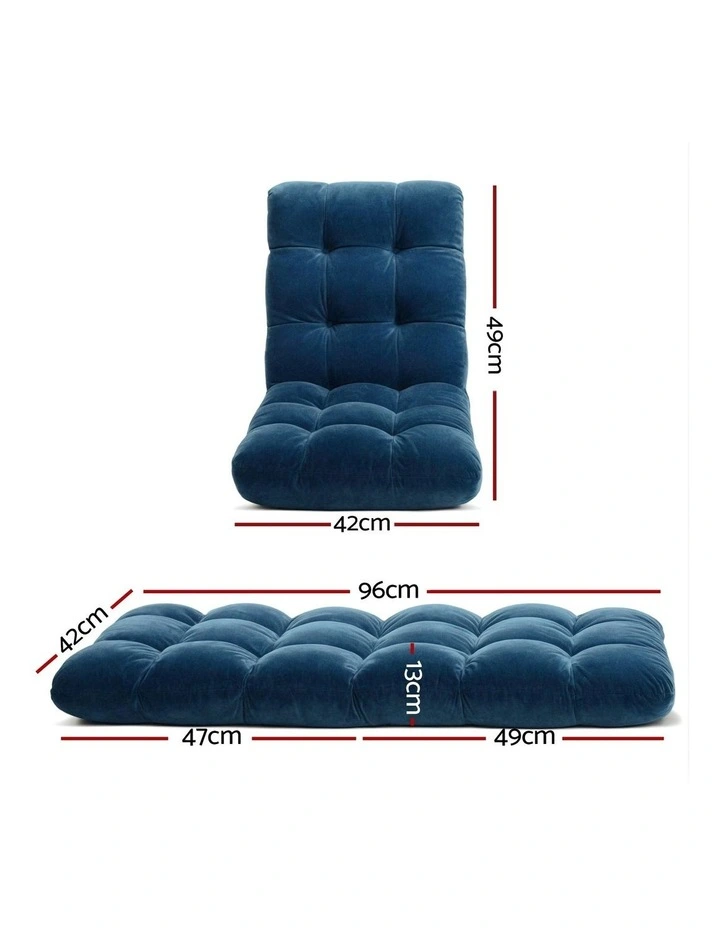 Flannel Fabric Floor Lounge Sofa Bed 2 Piece in Navy image 4