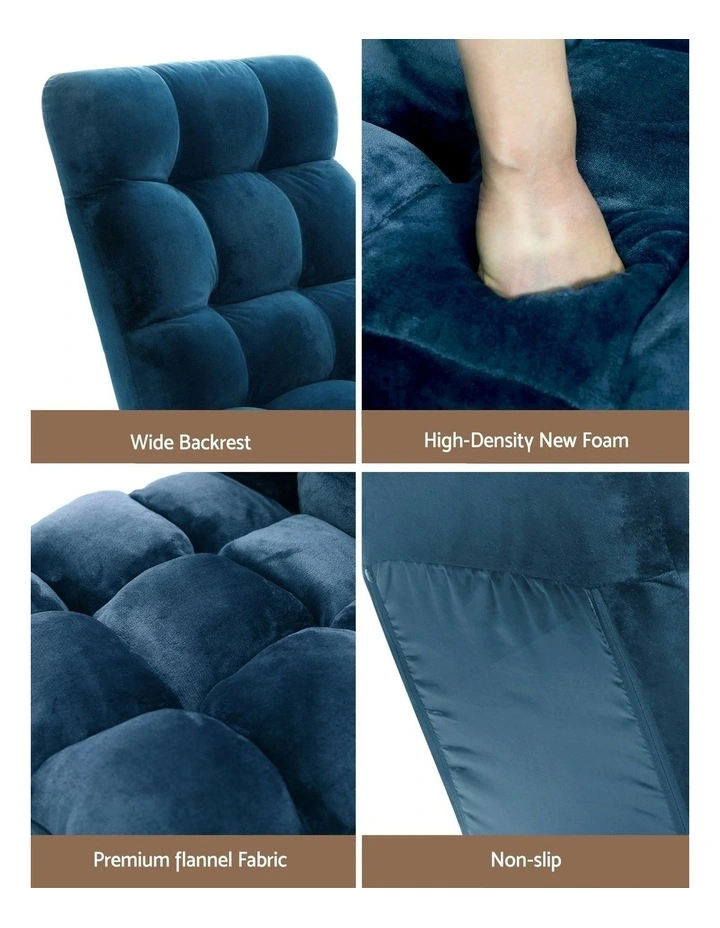 Flannel Fabric Floor Lounge Sofa Bed 2 Piece in Navy image 7