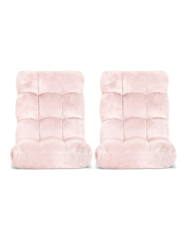 Flannel Fabric Floor Lounge Sofa Bed 2 Piece in Pink image 2
