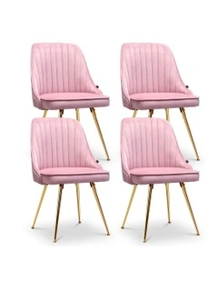 Velvet Channel Tufted Dining Chairs Set of 4 in Pink