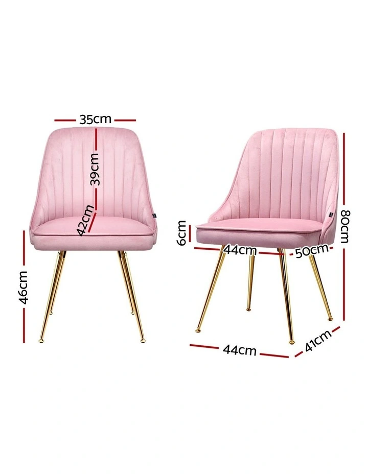 Velvet Channel Tufted Dining Chairs Set of 4 in Pink image 4