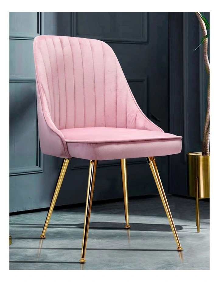 Velvet Channel Tufted Dining Chairs Set of 4 in Pink image 6