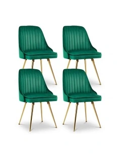 Velvet Channel Tufted Dining Chairs Set of 4 in Green