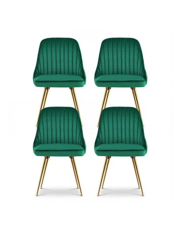 Velvet Channel Tufted Dining Chairs Set of 4 in Green image 2
