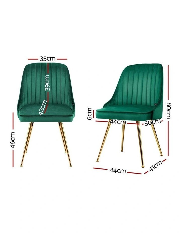 Velvet Channel Tufted Dining Chairs Set of 4 in Green image 4