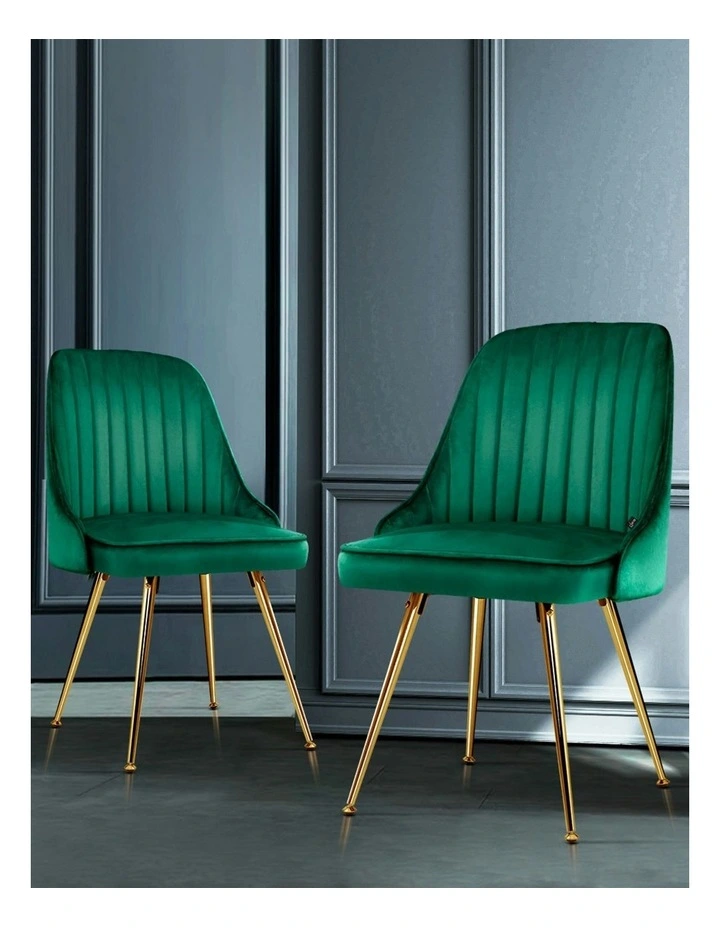 Velvet Channel Tufted Dining Chairs Set of 4 in Green image 5