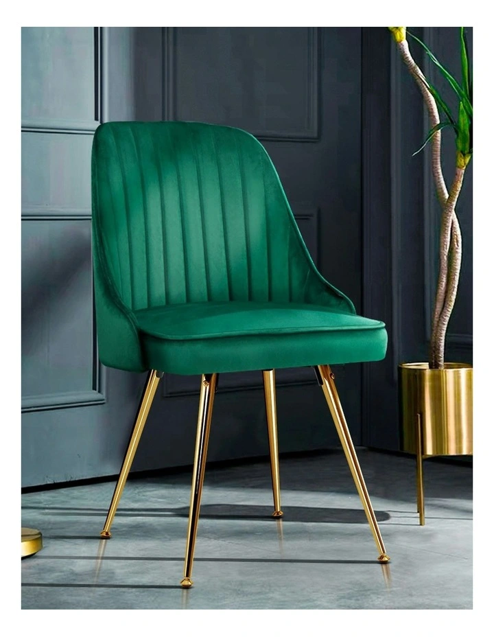 Velvet Channel Tufted Dining Chairs Set of 4 in Green image 6