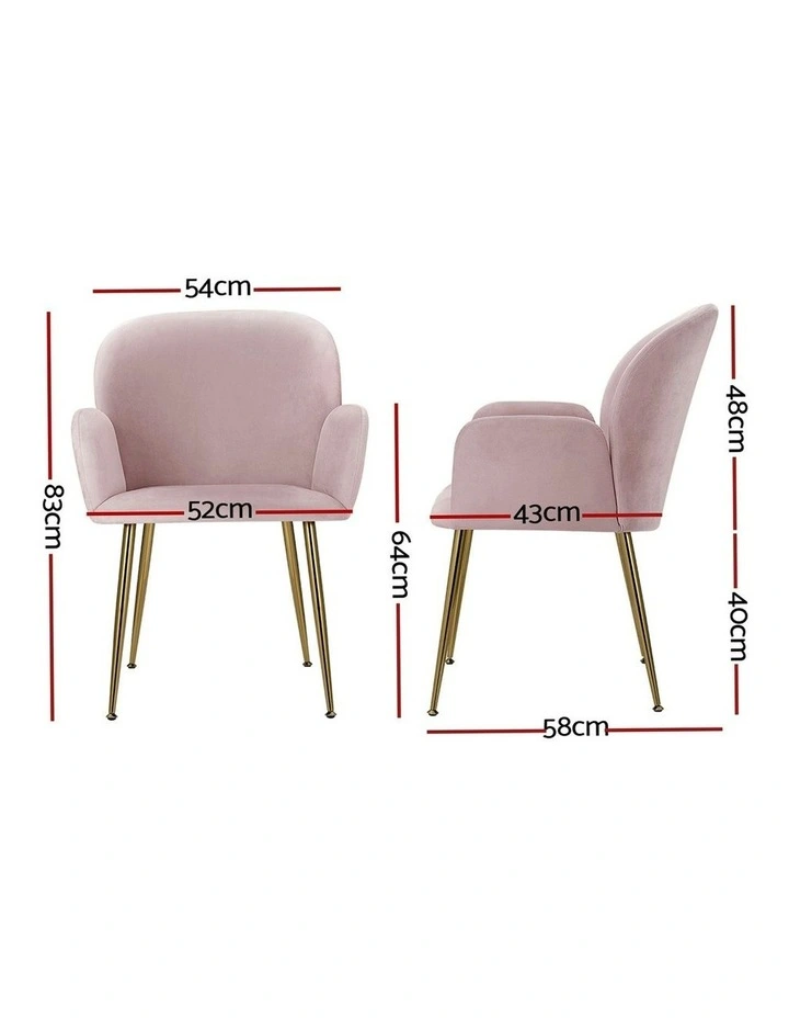 Velvet Armchair Dining Chairs Set of 4 in Pink image 4