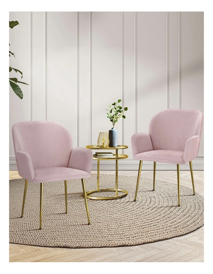 Velvet Armchair Dining Chairs Set of 4 in Pink image 5
