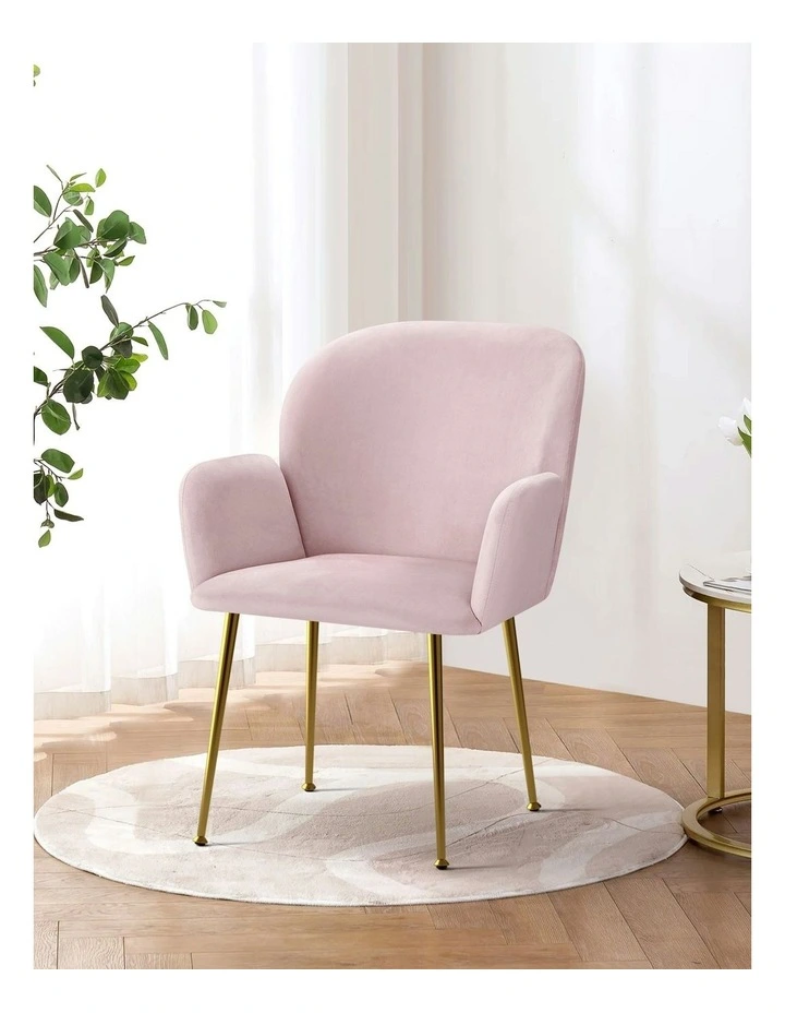 Velvet Armchair Dining Chairs Set of 4 in Pink image 6