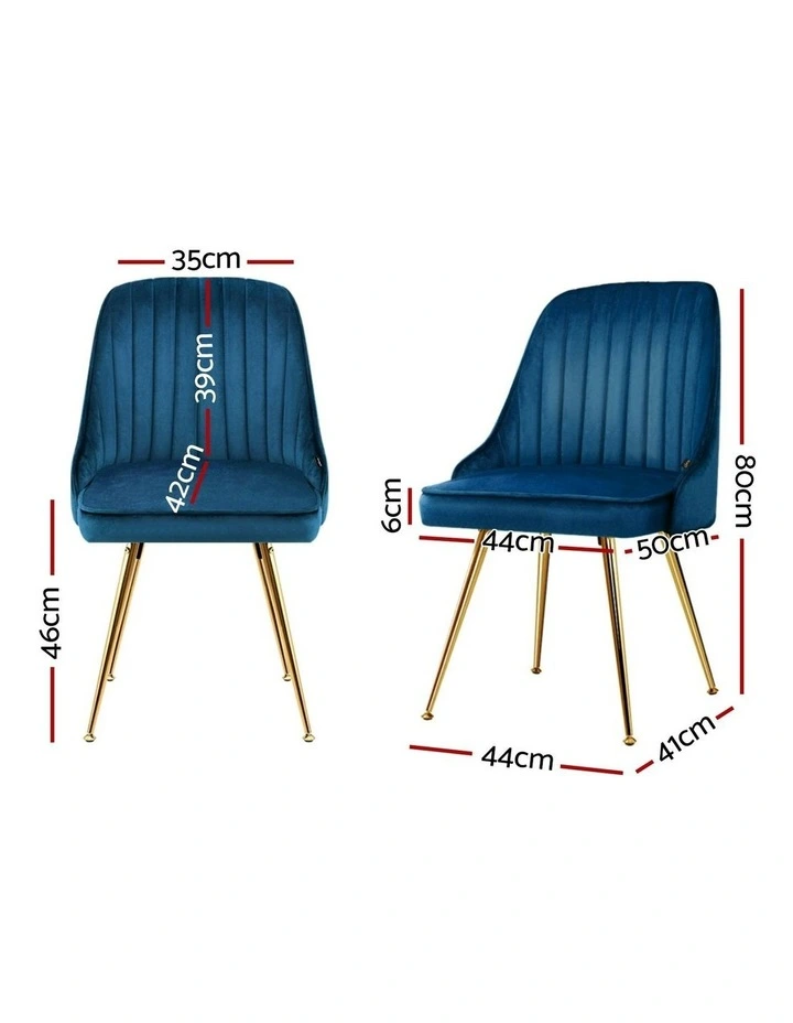 Velvet Channel Tufted Dining Chairs Set of 4 in Blue image 4