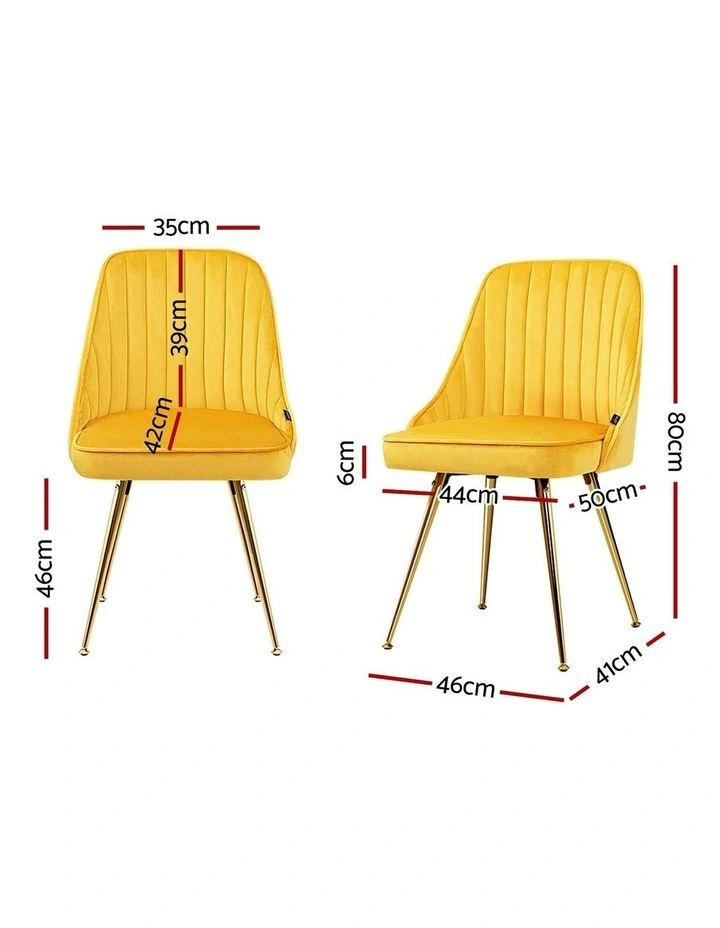 Velvet Channel Tufted Dining Chairs Set of 4 in Yellow image 4