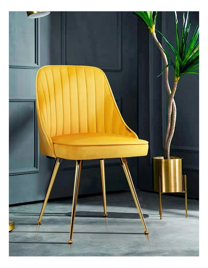 Velvet Channel Tufted Dining Chairs Set of 4 in Yellow image 6