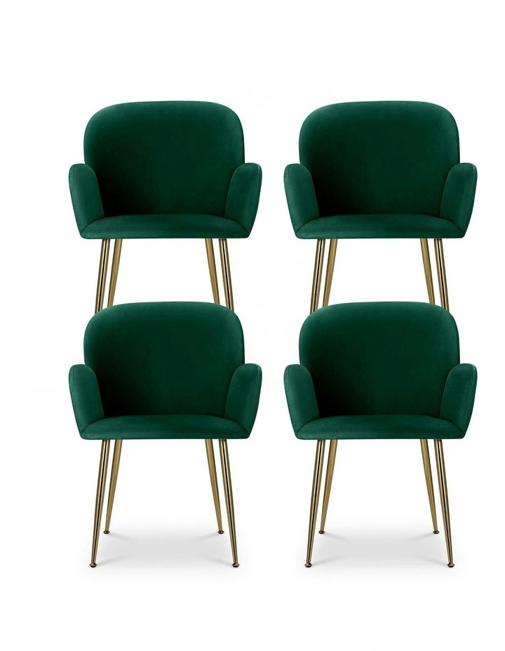 Velvet Armchair Dining Chairs Set of 4 in Green image 2