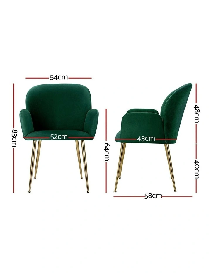 Velvet Armchair Dining Chairs Set of 4 in Green image 4