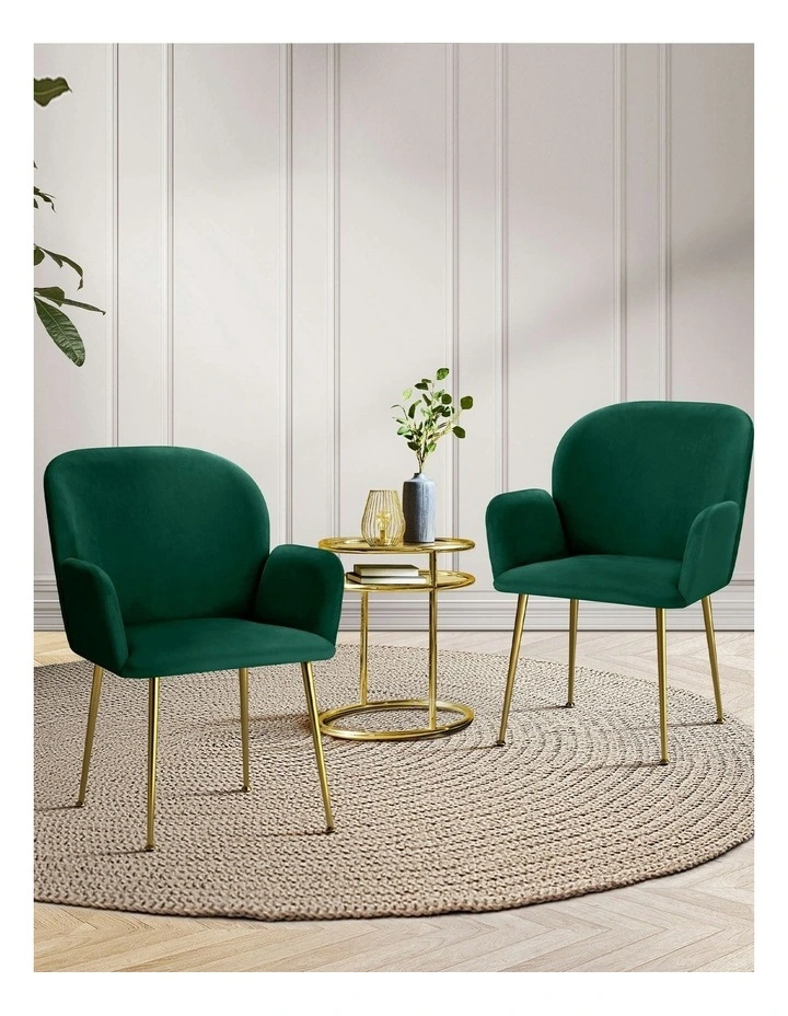 Velvet Armchair Dining Chairs Set of 4 in Green image 5