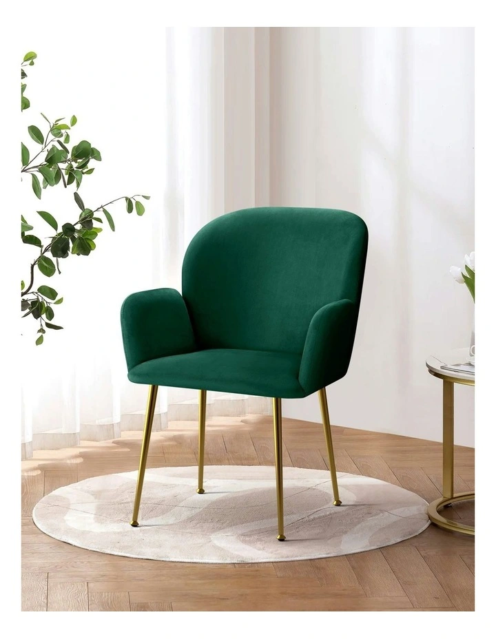 Velvet Armchair Dining Chairs Set of 4 in Green image 6