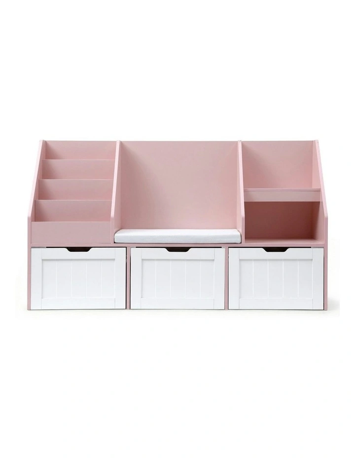 Bookshelf Storage Organiser Toy Box Drawer Bench Seat Cabinet in Pink image 7