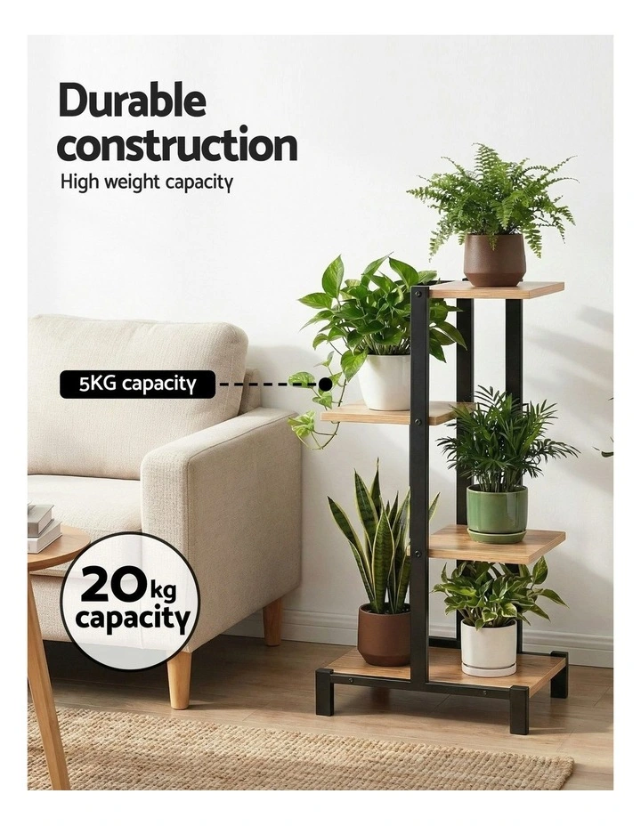 Metal Flower Pots Shelf Plant Stand 4 Tiers in Black image 5