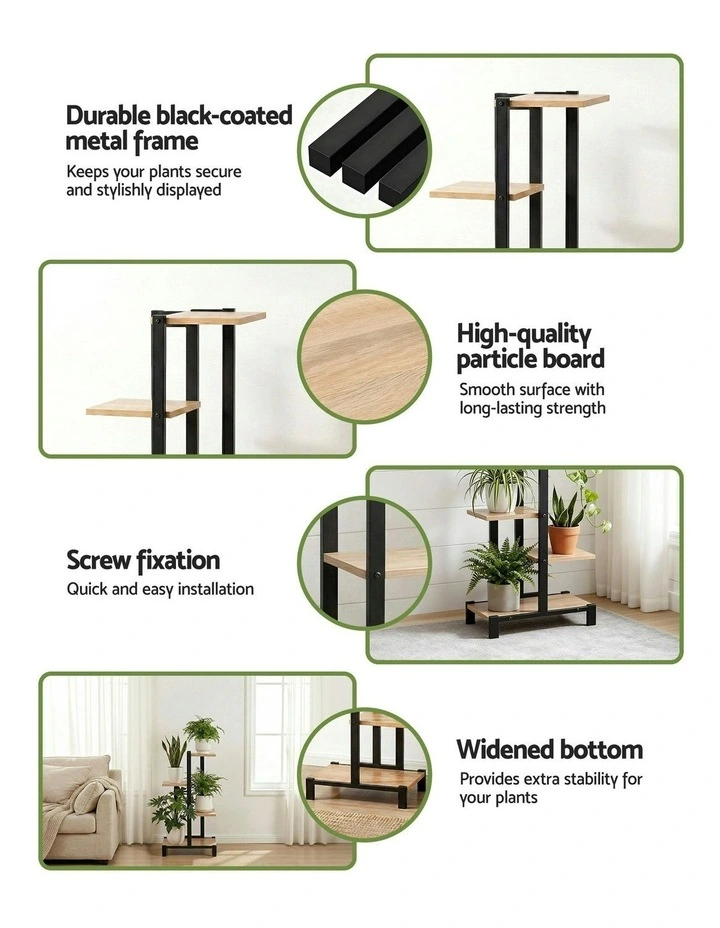 Metal Flower Pots Shelf Plant Stand 4 Tiers in Black image 6