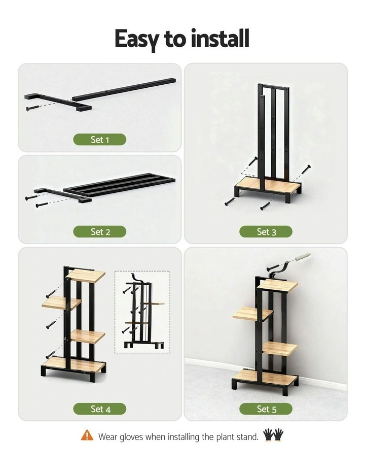 Metal Flower Pots Shelf Plant Stand 4 Tiers in Black image 7