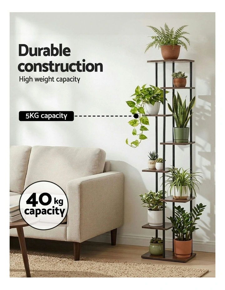 Metal Flower Pots Shelf Plant Stand 8 Tiers in Black image 5