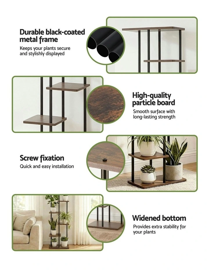 Metal Flower Pots Shelf Plant Stand 8 Tiers in Black image 6