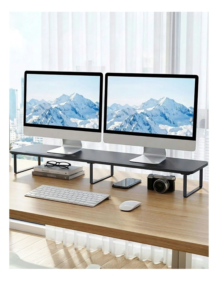 Riser Large Organiser Dual Monitor Stand 100cm in Black image 3